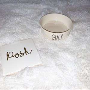 NWOT Rae Dunn “Drink” & “Gulp” Dog Water Bowls